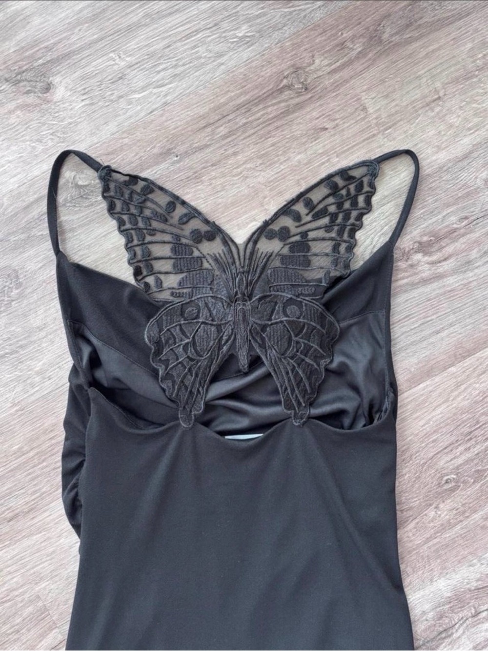Black Cowl Midi Dress with Butterfly Back - Picture 2 of 2